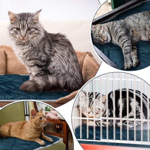 4 Pack Self Heating Cat Pad Self Warming Dog Mat Reflects Body Heat Extra Warm Thermal Pet Pad Washable Dog Cat Bed Crate Bed Mat Blanket (Dark Blue,16 x 20 Inch) - color: Dark Blue, size: 16 x 20 Inch