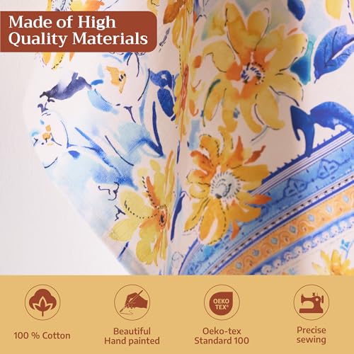 Maison d' Hermine Kitchen Towels Set of 3 Reusable 100% Cotton 27.50" x 20" | Cloth Tea Dish Towels Absorbent with Hanging Loop for Kitchen Dining Party Wedding Hotel Home Spring Summer - Girassol - color: 006 - Girassol