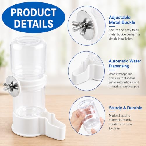 2PCS Bird Water Dispenser, 4.73 Fl Oz Automatic Parakeet Waterer and Feeder, Bottle for Hanging in Pajaritos Cages