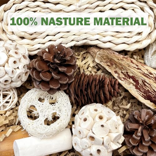Natural Bird Toys Rattan Bird Foraging Box Parrot Shredding Toys Conure Chewing Toys for Cockatiel Lovebird Parakeet Budgie and Small to Medium Birds (Medium) - size: Medium