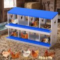 8 Compartment Galvanized Metal Chicken Nesting Box, Easy Install & Clean Roll Out Egg Laying Boxes for Backyard Chicken Coop, Anti-Rust Egg Protection Nest - color: Blue, size: 8 holes