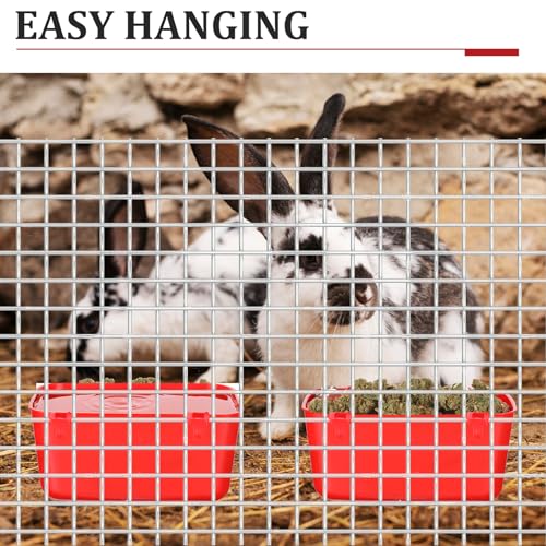 26 PCS Chicken Feeder Cups, 18 OZ Cage Cups for Chickens, Hanging Rabbit Feeder Waterer Cups, Plastic Birds Feeders for Pet Bunny Gamefowl Poultry Parrot(Red)