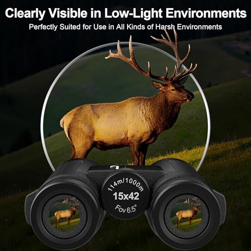 15x42 Binoculars for Adults High Powered for Bird Watching Cruise Ship | FMC BAK4 Optics for Wide HD View, Portable Lightweight Binoculars for Hunting Traveling, Easy Focus with Phone Adapter