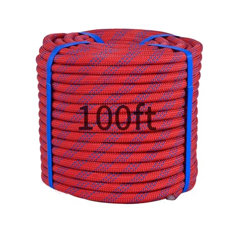 100ft 3/8 Inch Climbing Rope, Heavy Duty Arborist Rope(Red) - size: 3/8in-100ft-Red