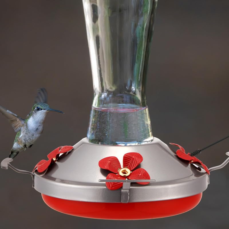 3 Pack Hummingbird Feeder Replacement Parts, Metal Top Cover with 4 Perches & 4 Flower Ports, Includes 3 Cleaning Brushes, No Feeder Bottom Base Included(Silver) - color: Silver
