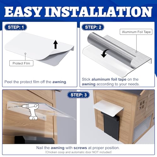Chicken Coop Awning with Aluminium Foil, Weatherproof Cover for Protecting Automatic Chicken Coop Door, Outdoor Awning for Chicken Coops Window/Door/Vent, Chicken Coops Door Cover