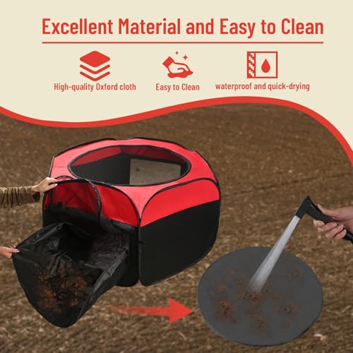 Brooder Box for Chick Starter Kit - 2026 Upgrade Dual Door Chicken Brooder Pen/Playpen/Tent with 10*10 in Brooder Heating Plate,Nesting Pad,Chicks Feeder＆Waterer,Chick Perch Up to 15 Chicks,Duck,Quail - color: red