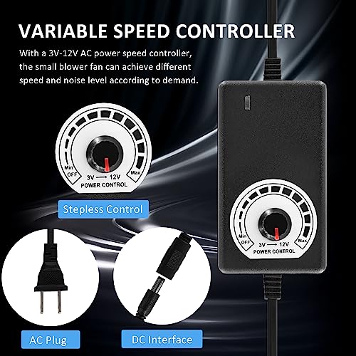 97mm 12V DC IP68 Waterproof Blower Fan with Speed Controller 1600-4000 RPM | 97mmx33mm High-Speed Powerful Exhaust Blower for Humid/Dusty Areas Inflatables Replacements Amplifiers Car Engines Computing - size: 9733