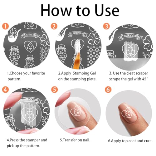 PH PandaHall 3pcs St. Patrick's Day Nail Stamping Plates, Lucky Shamrock Clovers Nail Art Templates Stainless Steel Image Plate Stencils with Tool for Women DIY Print Manicures Salon Design Supplies - style: St. Patrick's Day