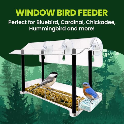 Window Bird Feeder with Strong Suction Cups, Clear Acrylic Window Mounted Bird Feeder, Weather-Resistant, Durable, Squirrel-Resistant, Column Style - size: Column