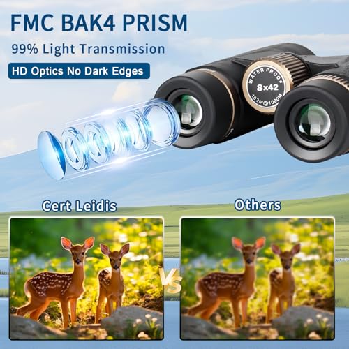 8x42 HD Binoculars for Adults High Powered with Phone Adapter and Tripod, Super Bright BAK4 Prism Waterproof Compact Binoculars for Bird Watching Hunting Stargazing Hiking Cruise Travel - style: 8x42