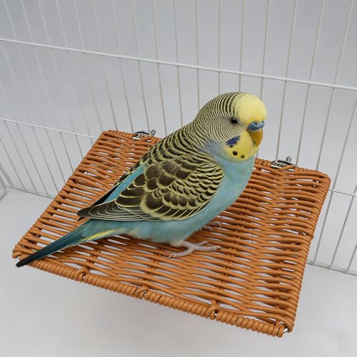 Title: Bird Perch Platform Small Animals Perch Stand Rectangle Breathable Cage Accessory for Cockatiel Parrot (Brown)