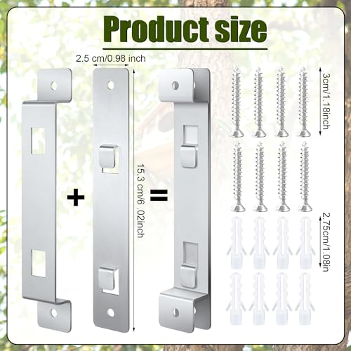 2 Sets of Bird House Brackets, Steel Bird House Mounting Bracket with Screws and Drywall Anchors, Bird Feeder Hanger Bracket Mounting Plate for Securing Bird Houses Nesting Boxes