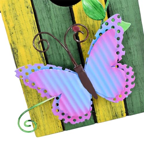 Morning View Bird Houses for Outside Decorative Nest Box Wooden Birdhouse Hanging Spring for Yard Garden Patio Outdoor Small Birds Bluebird Finch Cardinals Wren 9.35 Inch Tall (Green) - style: Butterfly