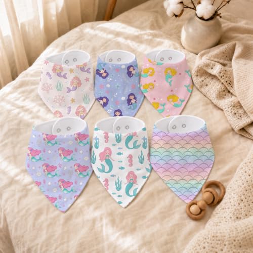 Baby Organic Cotton Teething Cloth Newborn Baby Burp Cloth Bandana Drool Cloth for Drooling Cotton Baby Gifts - color: Mermaid