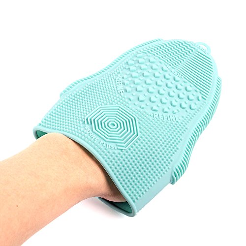 Makeup Brush Cleaner Glove Mat Mitt Silicone Cosmetic Cleaning Scrubber Tool Face Brushes and Eye Brush Washing Pad Mint Green - color: Green