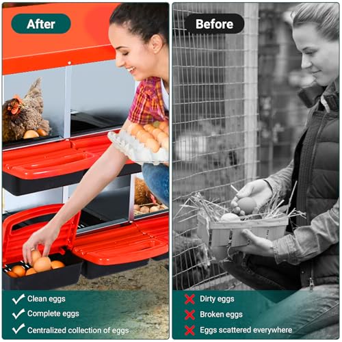 Chicken Nesting Box, 8 Compartment Roll Away Eggs Laying Boxes, Hen Nest Boxes with Legs, Cleanable Pull Out Hen Roosting Boxes - size: 8 Compartments with legs
