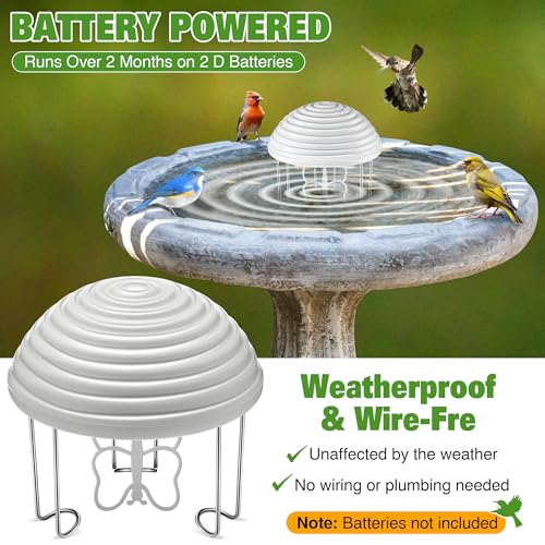 Hohean Water Agitator for Bird Bath, Battery Powered Birdbath Water Circulator & Bubbler, Waterproof and Quiet, Energy Saving Bird Bathtub Mixer for Patio, Garden, Pond Decoration