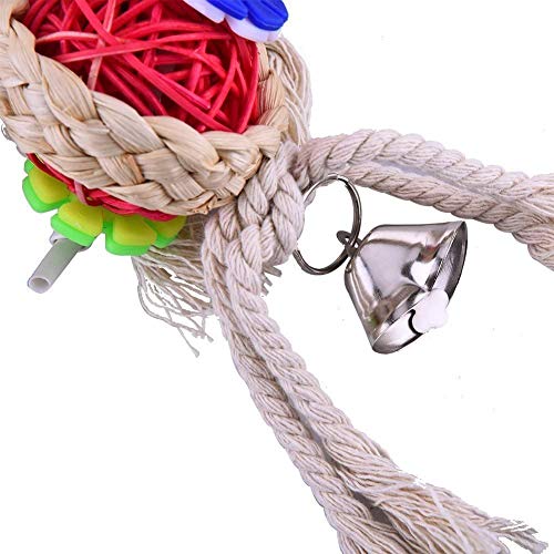 Litewoo Bird Chew Bell Toy Natural Straw Rattan Colorful for Parakeet Cockatiel African Grey Quaker Cockatoo Lovebird Caique Amazon Budgie Cage Accessories - color: Toy2