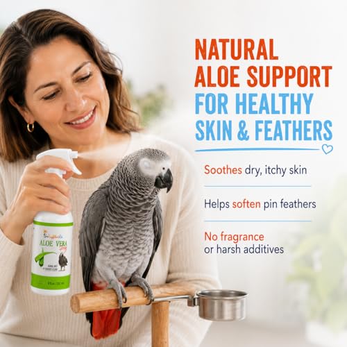 Aloe Vera Bird Spray for Parrots 2-Pack | Gentle Daily Support for Itchy Skin, Scratching, Dry Feathers & Feather Comfort | Fragrance Free & Safe if Preened | 8 oz Bottles - size: 8 Fl Oz (Pack of 2)