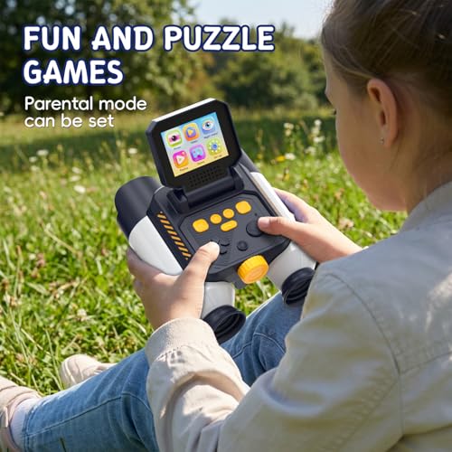 Binoculars for Kids with Night Vision, 2.4" HD Screen & 10X Zoom for Photo and Video - Outdoor Adventure Binoculars Bird Watching, Camping, Hiking, Gifts for Kids Ages 4+ (White) - color: White