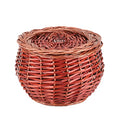 Wicker Storage Basket, Food Storage Container with Lid for Egg Kitchen Potatoes Fruit Vegetables (Brown)