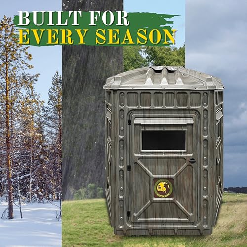 Outta Site Hunting Blind – 4 & 5 Sided High Density Plastic Hunting Blind – 1-2 & 2-3 Person Hard-Sided Ground Blind for Deer, Turkey Hunting – 360 Views – Arctic Snow Camo, Habitat Olive, Thicket Oak - color: Thicket Oak, size: 5 Sided