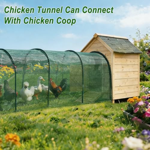 Chicken Runs for Yard,79" & 157" Extra Long Foldable Chicken Tunnels for Outside,All-in-One Kit with Sun Protection Net, Removable Door, Frame & Tools (Green, 393 * 21 * 32 inches) - size: 393*21*32 inches