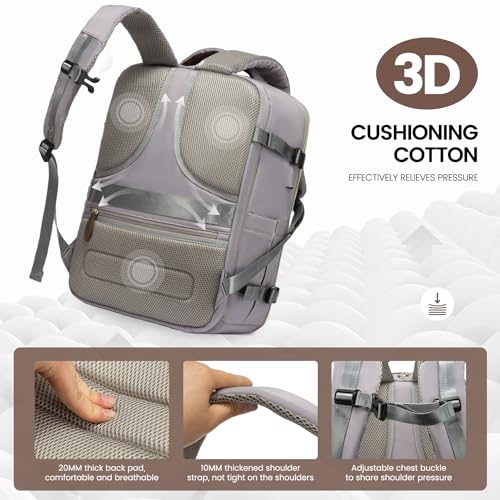 LOVEVOOK Travel Backpack for Women, 40L Carry On Backpack with 3 Packing Cubes,TSA Personal Item Travel Bag Airline Approved, Water Resistant Weekender Overnight Luggage Daypack, Fits 17 Inch Laptop - color: H-grey-beige-hkaki, size: Large - 17.3 Inch - 4