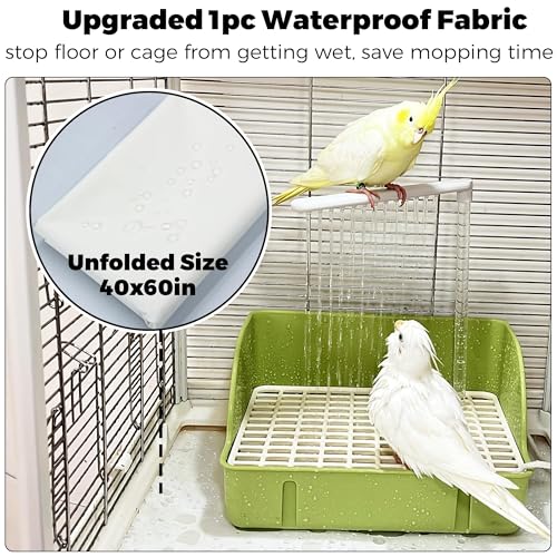 Automatic Parakeet Bird Bath with Pump, Large Bird Shower Fountain | Indoor Bathtub with Running Water, Parrot Bath Tub Faucet for Pet Birds, Cockatiel, African Grey, Budgie, Conure, Lovebird - color: Green