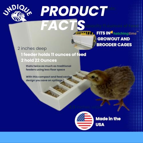 Button Quail Feeders, Adjustable Spill-Resistant Design, Cage Mountable, Made in USA, 2-Pack