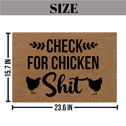 Funny Chicken Doormat, Low Profile Non Slip Entry Rug, 23.6x15.7 Inch | Low profile polypropylene doormat with rubber backing and chicken-themed humor for porch, entryway, patio, and front door.