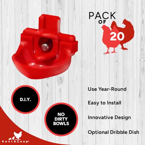 RentACoop DIY Waterer Kit - Horizontal Nipples with Dribble Dish - 20 Pack - size: 20 Pack