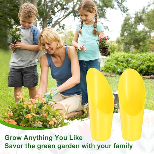 M METERXITY 6-Pack Bonsai Soil Scoops, Plastic Garden Soil Scoops Bucket Shovel Potting Scoopers for Transplanting/Flower Planting/Plant Succulent, Colorful Small Gardening Tools [Yellow] - color: Yellow