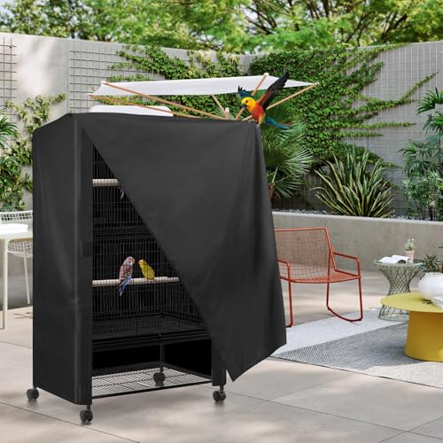 Large Covering Bird Cage Cover Shade Breathable Parrots Cage Cover for Parakeets Cockatiels with Adjustable Fasteners