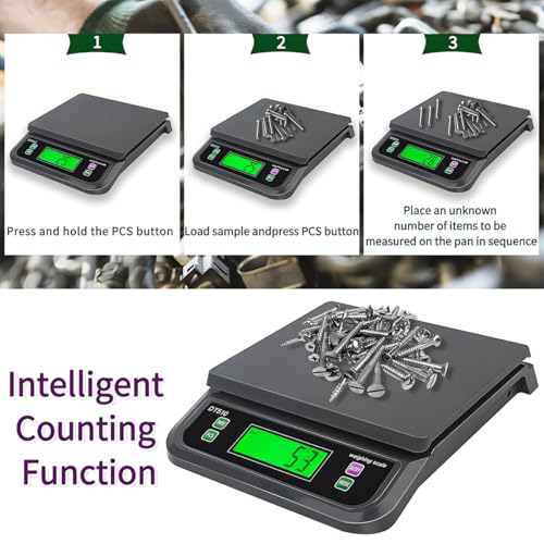 66lbs/30kg Large Digital Kitchen Scale with 6 Unit & Tare Funtion | Food Scale for Baking Cooking Bread Meat Scales with Prep Counting LCD Display with Adapter Grey - color: Grey-30kg, size: Grey-30kg