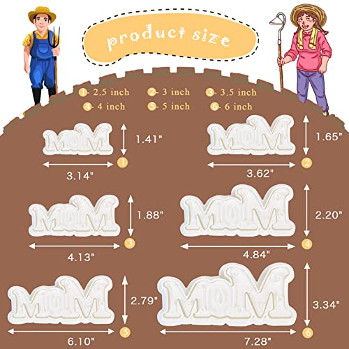 Cookie Cutter Mom Mothers Gifts Baking Fondant Molds with Plunger Stamps Handle Detailed Cake Decor PLA Cutter Molds Party 3.5" Kitchen Supplies - color: Mom Letter