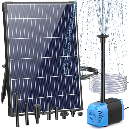 Antfraer Solar Fountain Pump 12W, Solar Water Pump 160GPH Flow Adjustable, Solar Pond Pump with 16.5Ft Cord & PVC Tubing for Pond Small Pond Garden Waterfall Backyard Hydroponics Water Features - size: 12W