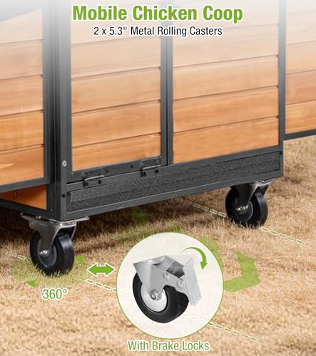 GUTINNEEN Large Chicken Coop with Run with All-Arounded Iron Frame Chicken Tractor Mobile Chicken House with Large Run and Nesting Box Waterproof Outdoor Poultry Cage for Backyard - size: 76.7"L x 53.8"W x 36.8"H
