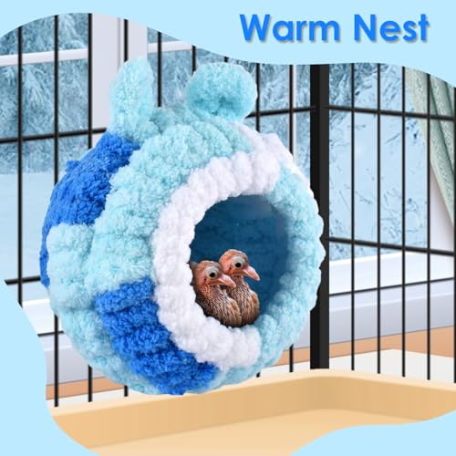 KATUMO Parrot Nest, Bird Breeding Nest Parakeet Snuggle Hut Conure House Bed for Budgie Cockatiel Conure Lovebird Canary Finch Hamster Small Pets - size: L (Blue)