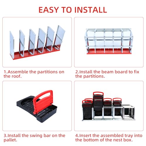 GarveeHome 2-Tier Chicken Nesting Box, 10 Compartment Metal Chicken Laying Boxes with Waterproof Roof ＆ Removable Trays for Hens, Poultry，Easy Egg Collection - color: Red, size: 10 holes