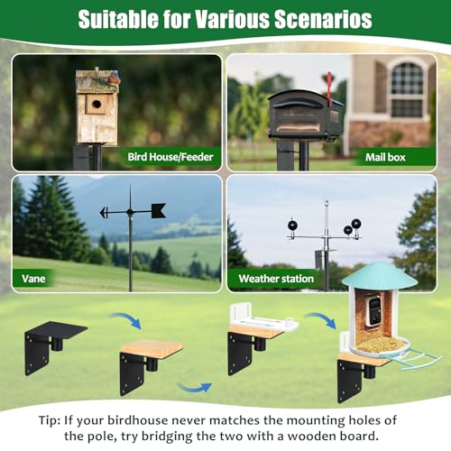Bird Feeder Pole, 105" Heavy Duty Adjustable Feeder Stand with 5-Pronged Base for Birdhouse Mounting, Weather Station, Outdoor, Yard, Garden - size: 105 Inches