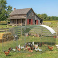 Large Chicken Coop for Yard, Large Metal Chicken Run, Walk-in Poultry Cage with Waterproof and Anti-Uv Cover for Outdoor Backyard Farm, Doom Roof, 9.8×19.7×6.6ft - size: 9.8×19.7×6.6FT