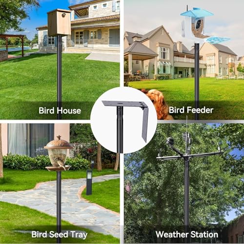 Bird House Pole, Bird Feeder Pole Mount Kit with 5 Prongs for Outdoors Bird House & Smart Bird Feeder(Without Bird House) (1, 92 Inch) - size: 92 Inch