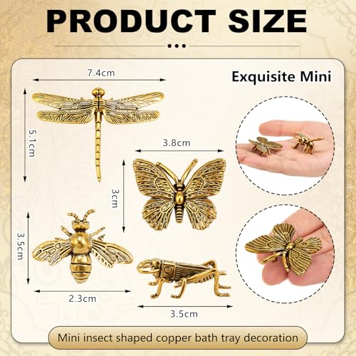 4 Pcs Mini Bird Bath Copper Ornaments Bird Bath Purification Disk Birdbath Cleaner Single 1 oz Weight Universal Fit for Outdoor Birdbaths, Bowl(Butterfly, Cricket, Bee, Dragonfly) - style: Butterfly, Cricket, Bee, Dragonfly