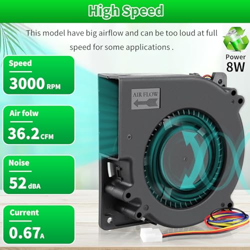 120mm x 32mm 4Pin 12V PWM Small Centrifugal Computer Blower Fan | Dual Ball Bearing, Big Airflow for DIY Air Exhaust Vent Cooling - style: 12V 4PIN