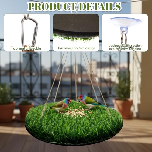 Small Bird Foraging Mat Toy, 10'' Bird Swing Chewing Hanging Toy Artificial Grass Hammock for Parakeets, Cockatiels & Small Hummingbirds, Parakeet Cage Accessories with Secure Hooks