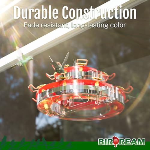 Birdream 2 Pack Window Hummingbird Feeders with Strong Suction Cups & 7 Feeding Ports, Easy to Refill and Maintain, Gift for Bird Lover, Plastic Bird Feeder, 10oz Per Pack - Red - size: 2 Pack