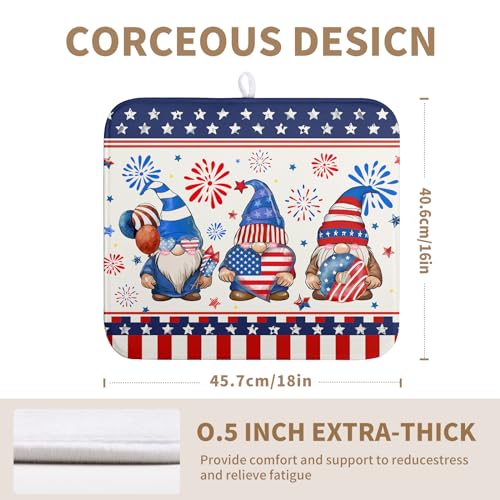 Patriotic Gnome Drying Mat 16x18 Inch American Memorial Day Independence Day Microfiber Dish Drainer Super Absorbent Dish Rack Mat for Kitchen Counter Holiday Decor - color: 4th of July Dish Drying Mats-A5-1, size: 16" x 18"