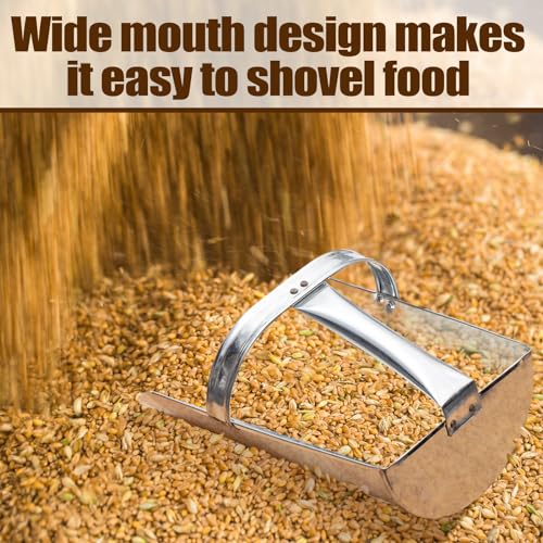 2 Pack Galvanized Steel Feed Scoop Set-4 Qt & 2.5 Qt Heavy Duty Metal Grain Scoop for Livestock, Horse, Chicken & Dog Food – Durable Farm Utility Scoops, Rust Resistant, Easy Clean